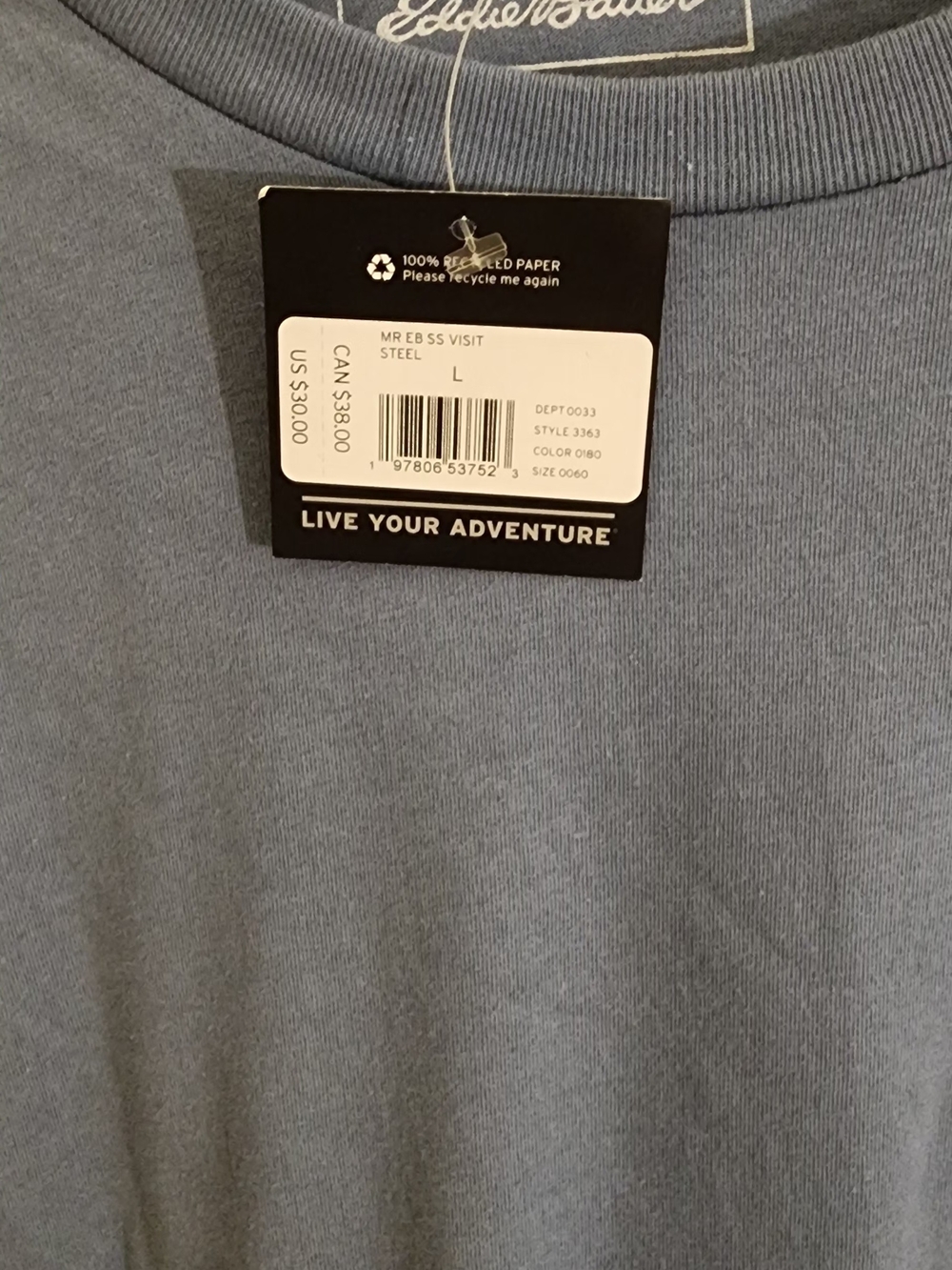 Eddie Bauer Men's Blue Logo T‑Shirt - Picture 6 of 7